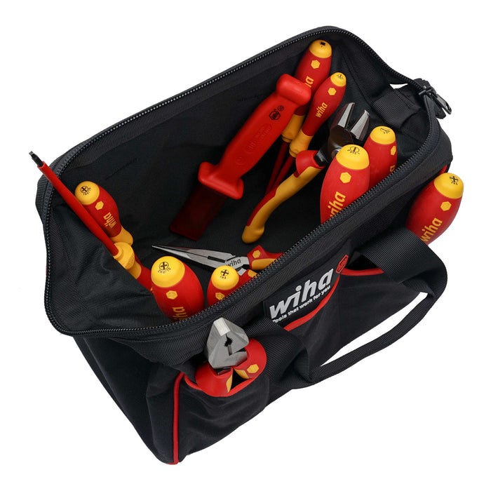Wiha 32878 14-Piece Master Electrician's Insulated Tool Set In Canvas Tool Bag