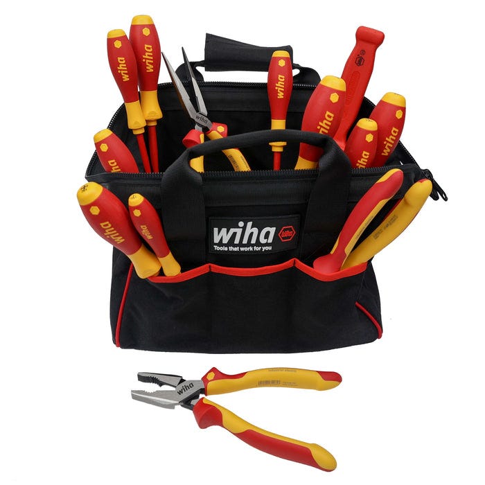 Wiha 32878 14-Piece Master Electrician's Insulated Tool Set In Canvas Tool Bag