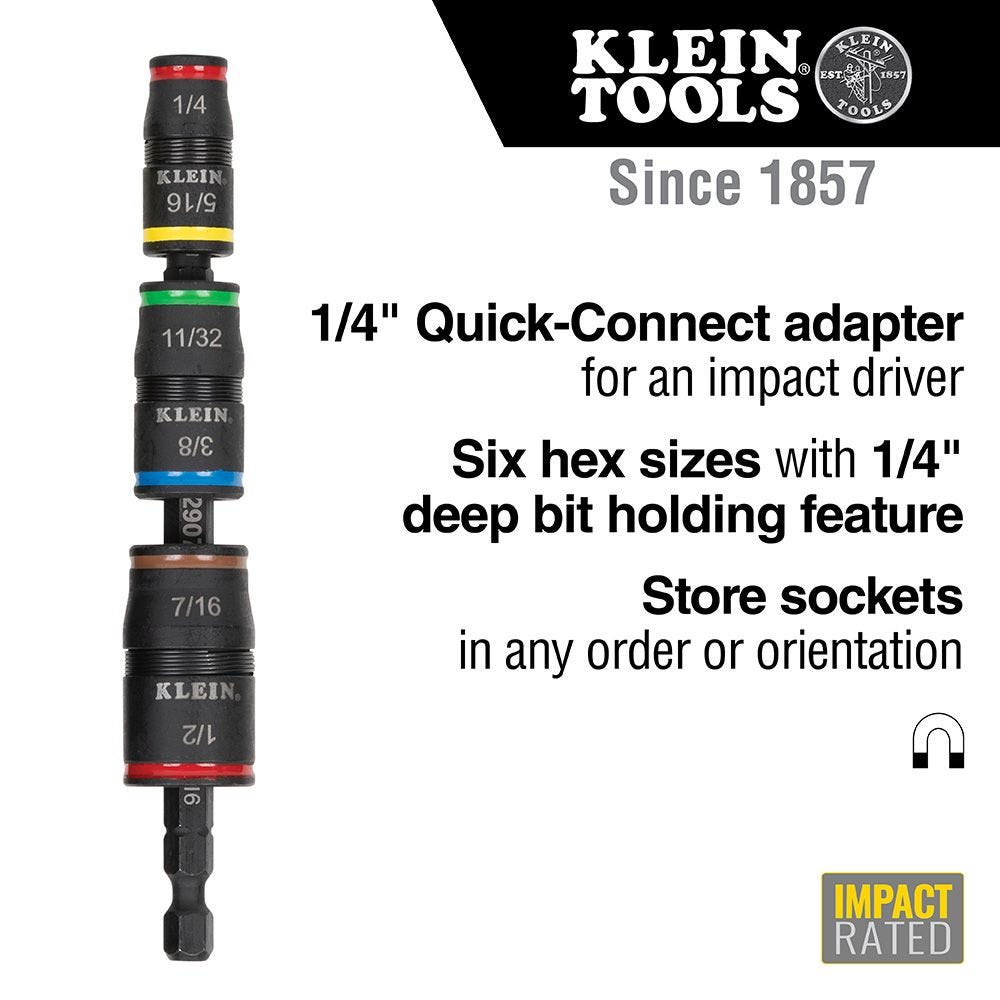 Klein Tools 32907 7-in-1 Impact Flip Socket Set, No Handle