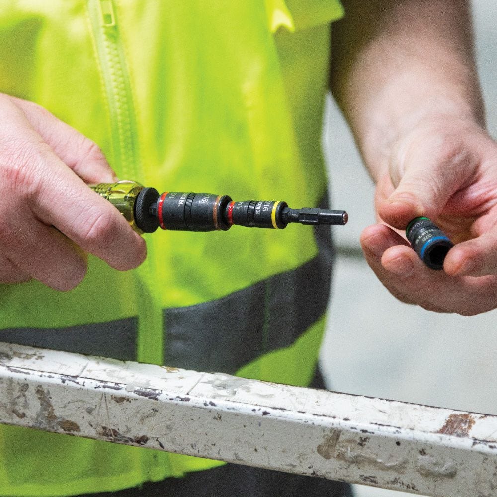 Klein Tools 32907 7-in-1 Impact Flip Socket Set, No Handle