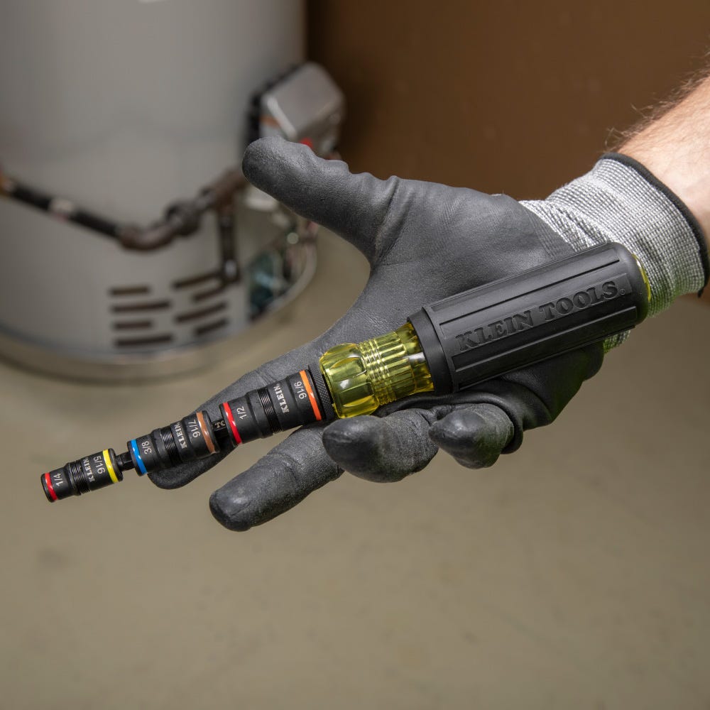 Klein Tools 32910 7-in-1 Impact Rated Flip Socket Set with Handle