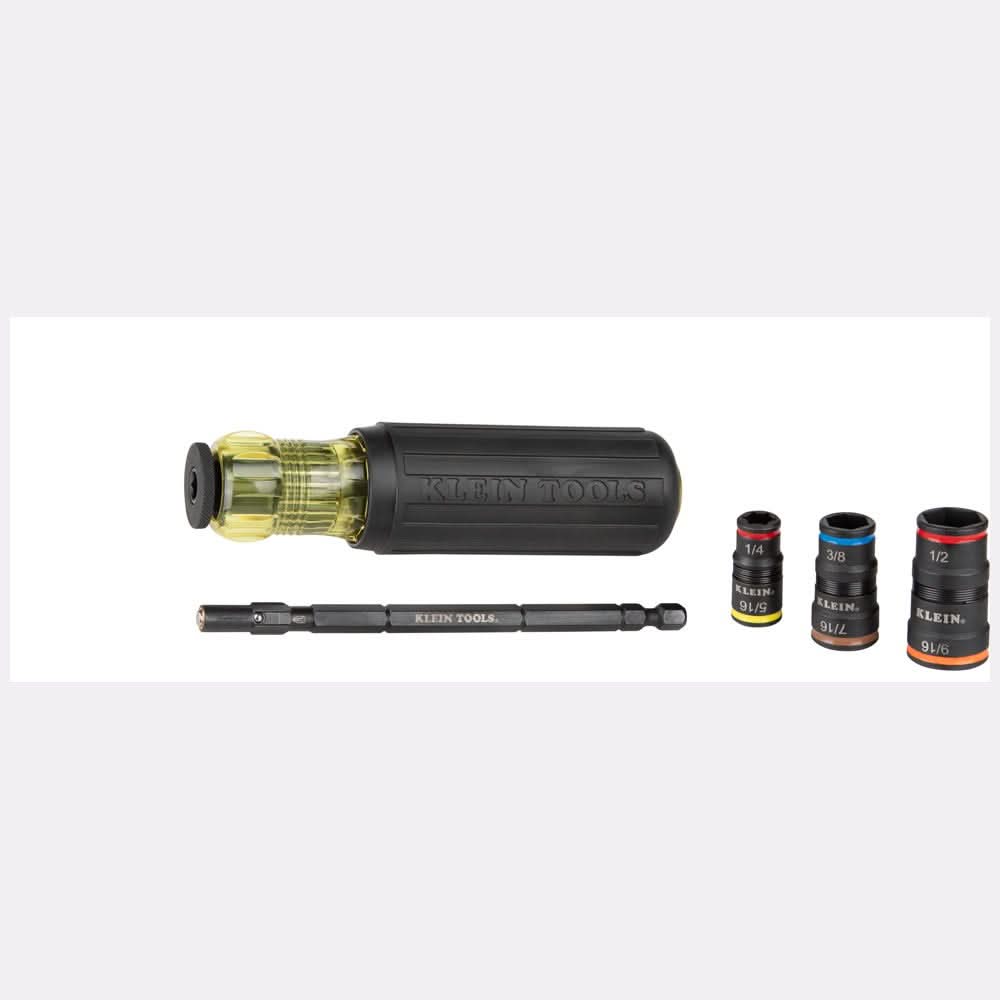 Klein Tools 32910 7-in-1 Impact Rated Flip Socket Set with Handle