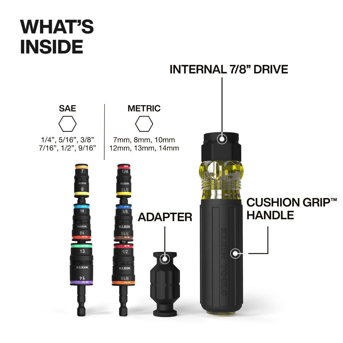 Klein 32914HD Impact Rated 14-in-1 Flip Socket Set