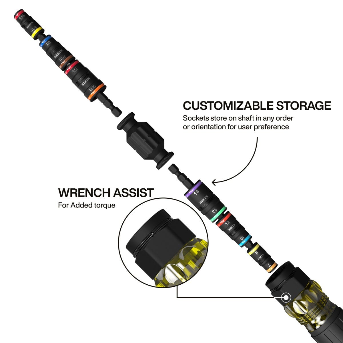 Klein 32914HD Impact Rated 14-in-1 Flip Socket Set