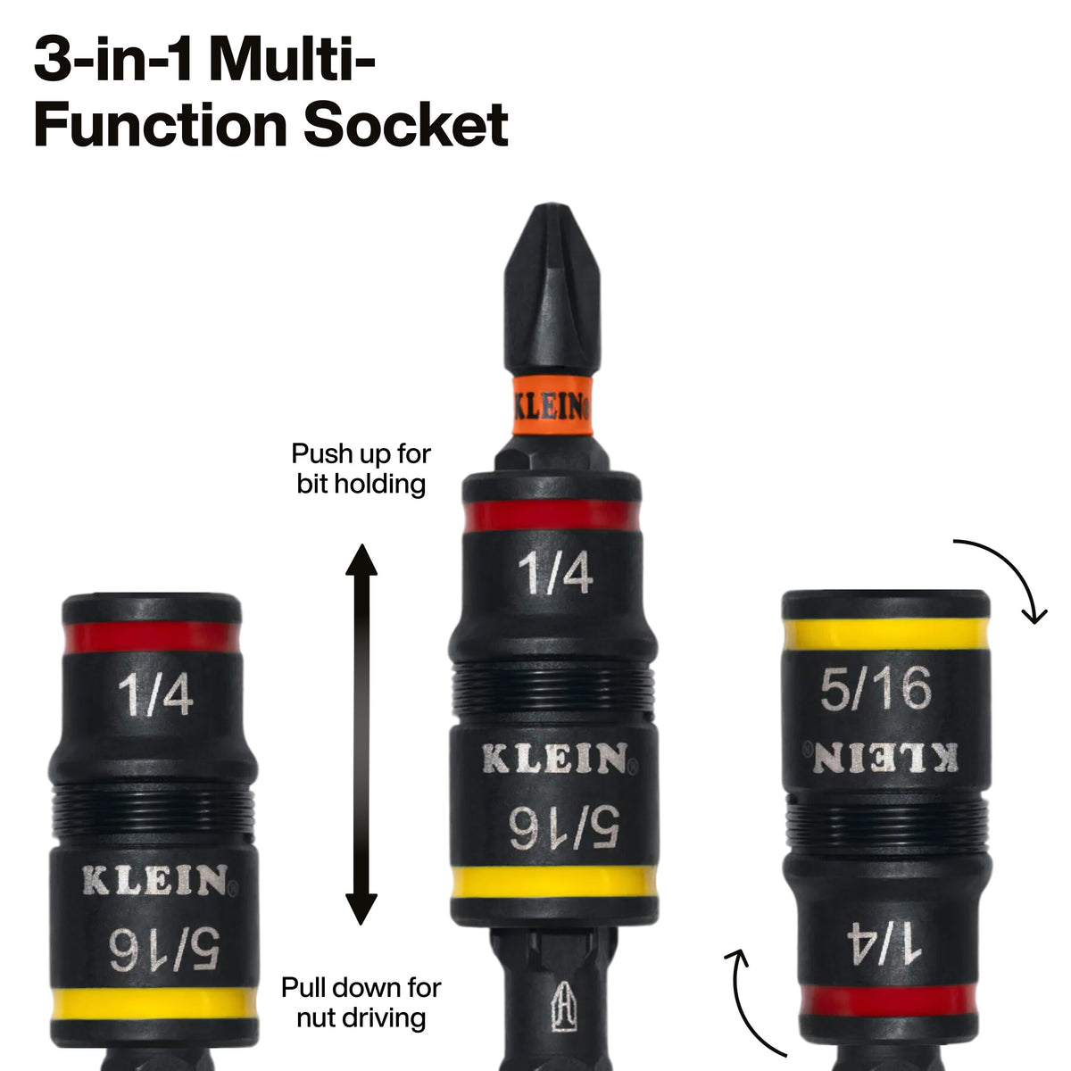 Klein Tools 32931P flip socket 1/4-inch bit holding feature