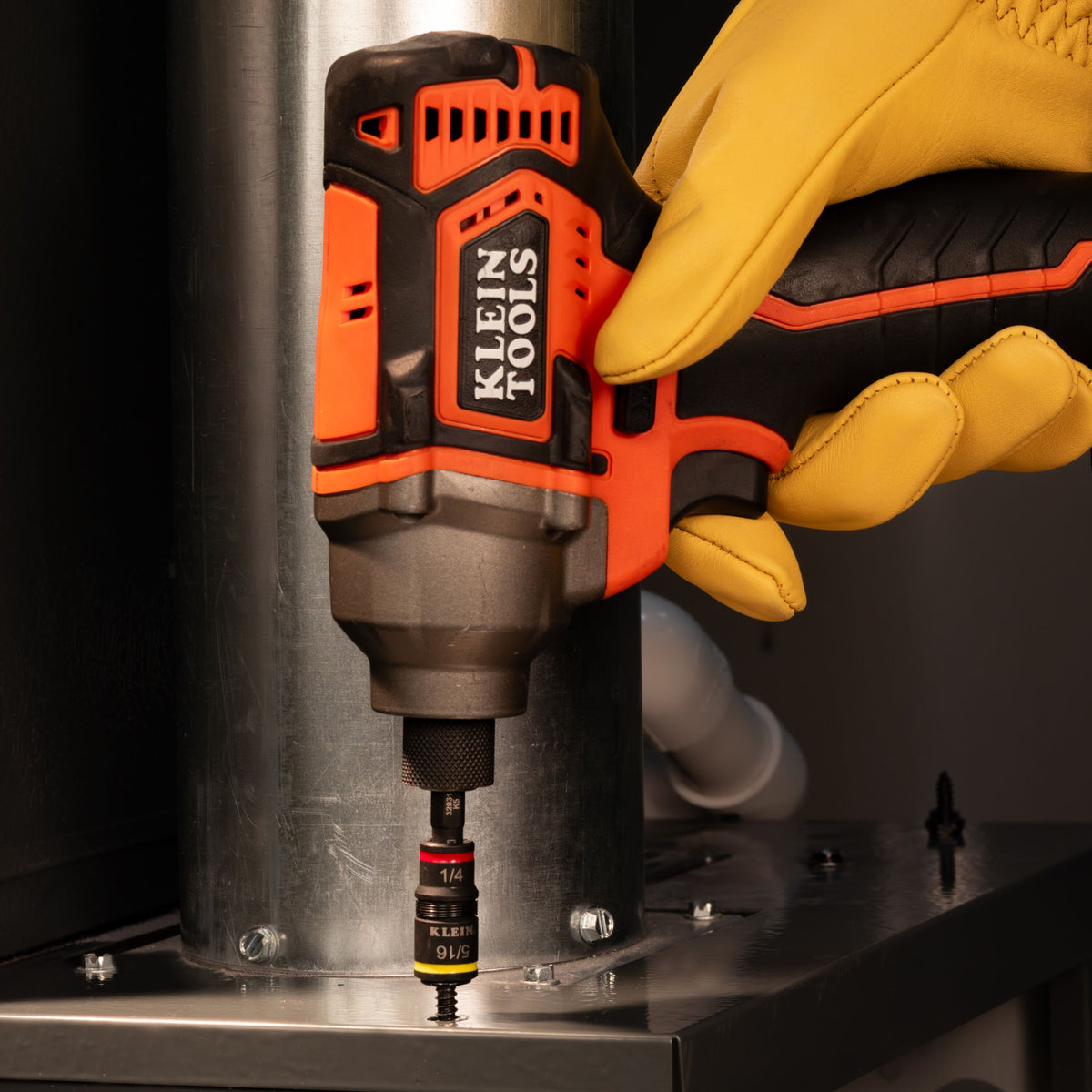 Klein Tools 32931VP flip socket with Phillips #2 bit driving a screw