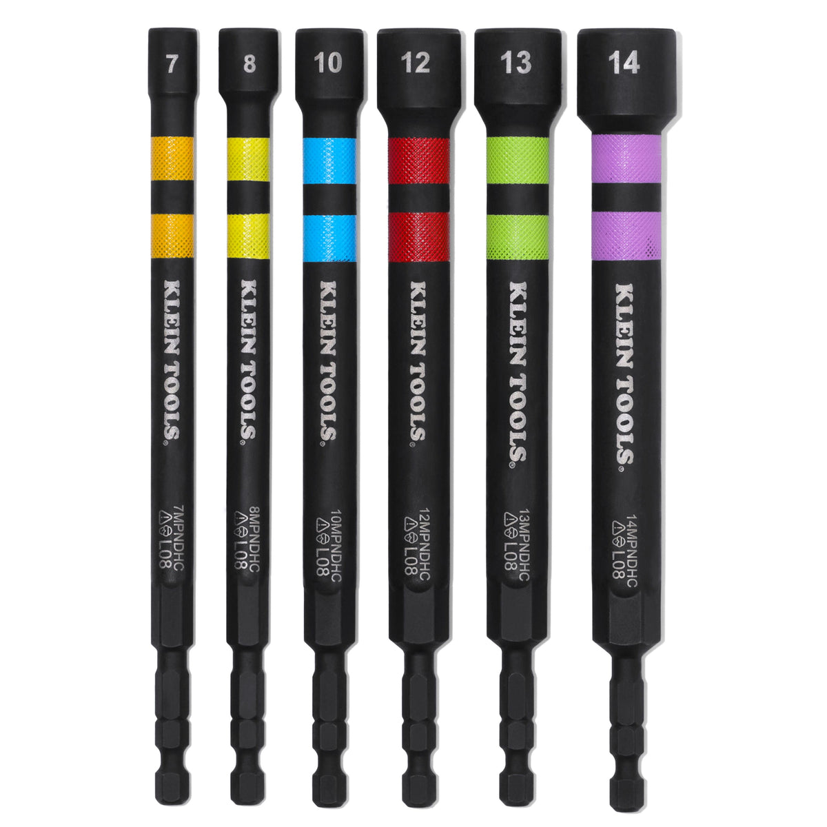 Klein Tools 32940M hollow magnetic color-coded power nut drivers, metric, 6 pieces