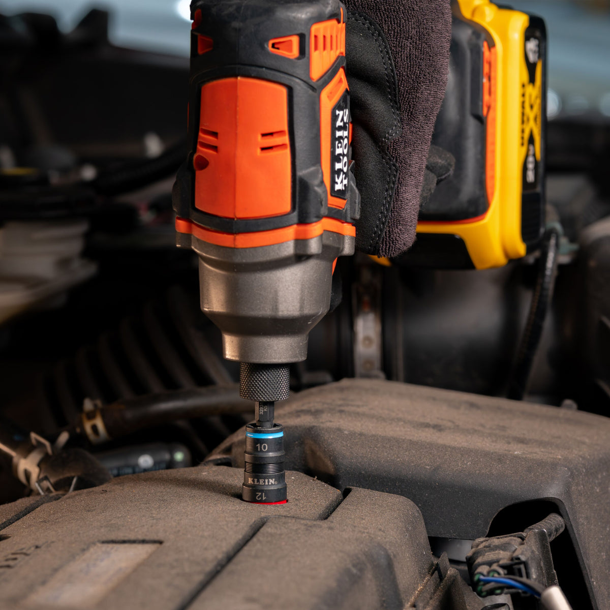 Klein Tools 32941M flip socket in a tight space