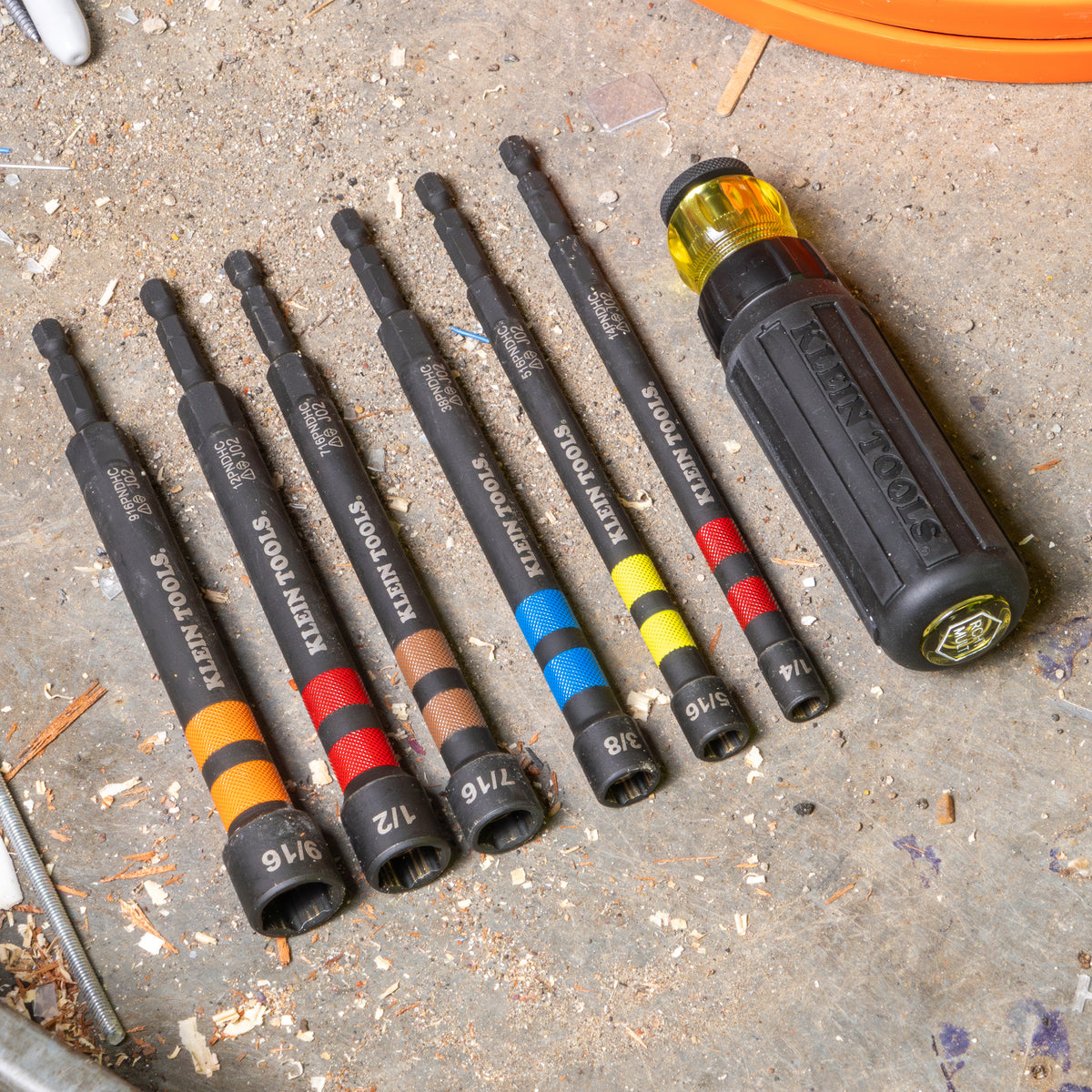 Klein hollow power nut driver reaching a recessed fastener