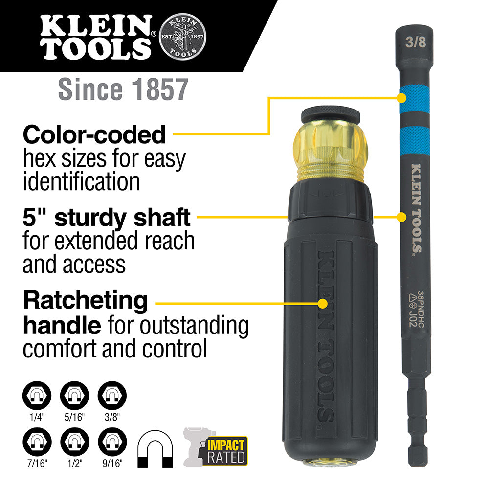 Klein 38PNDHC hollow power nut driver with rare-earth magnet