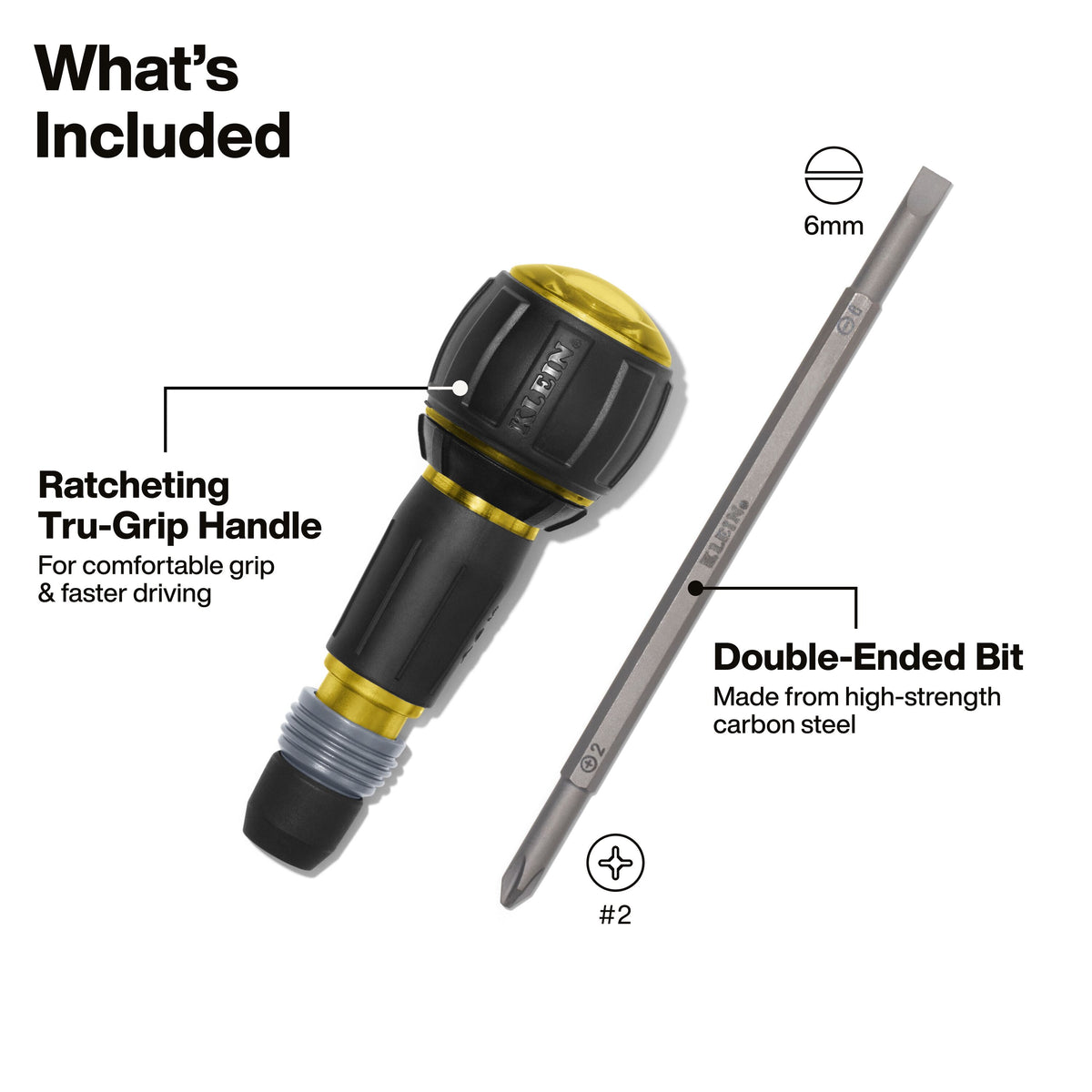 Klein Tools 32960ARCHT ratcheting ball-style Tru-Grip handle with forward, fixed and reverse settings
