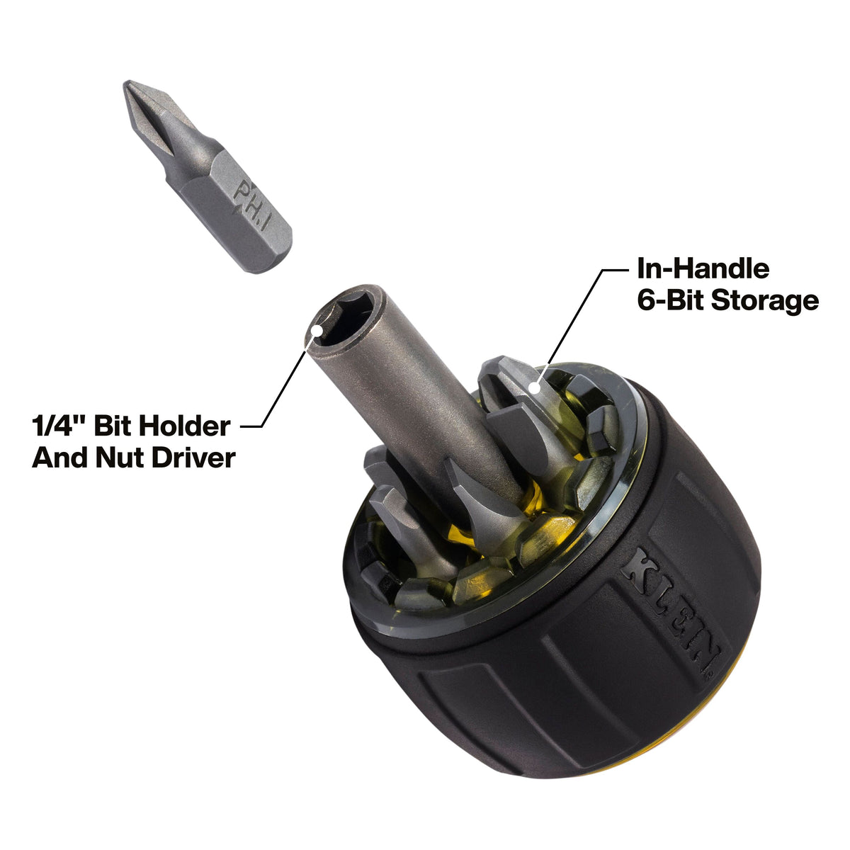 Klein Tools 8-in-1 Tru-Grip Screwdriver with Stubby (32961A) removable stubby used in a tight space