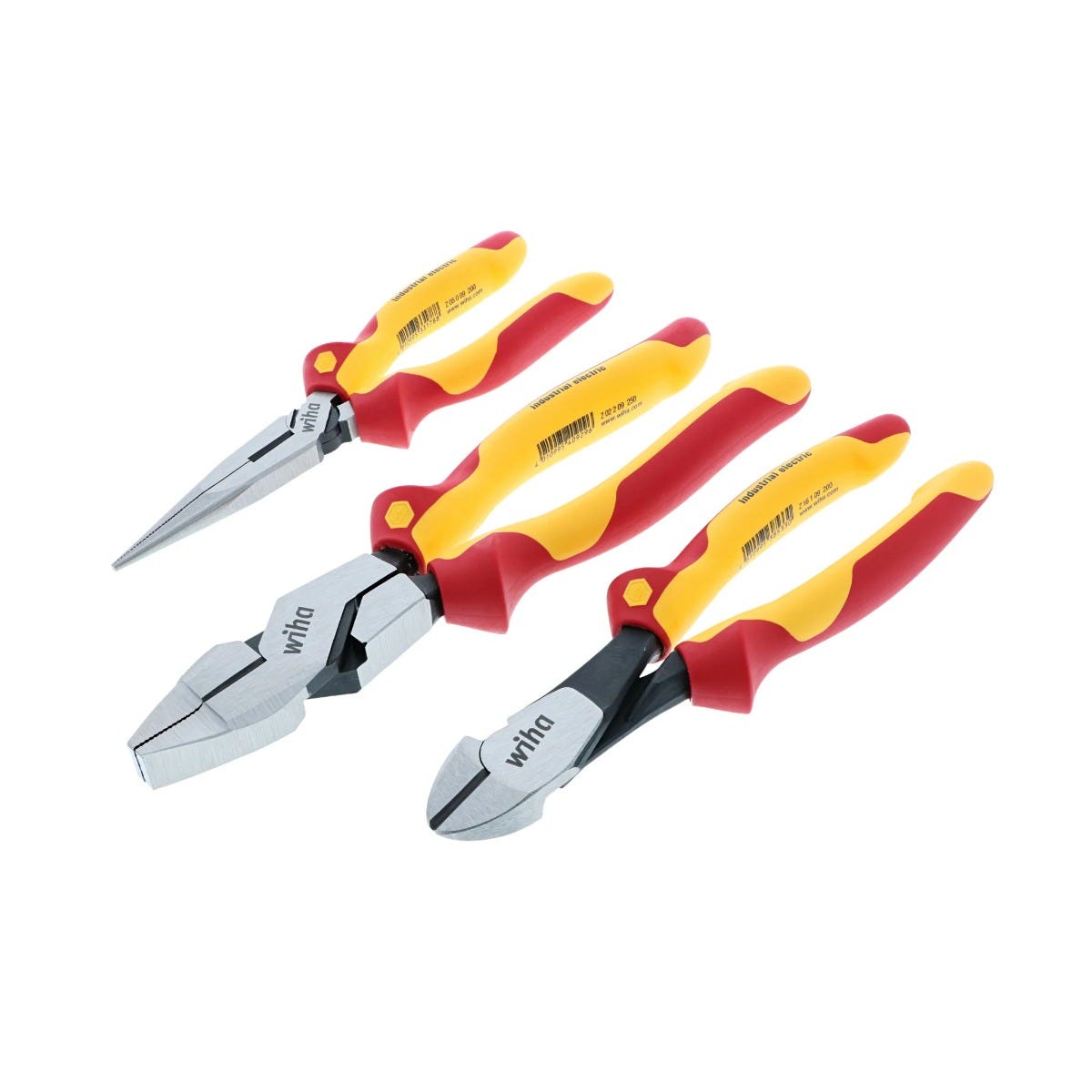 Wiha 32968 3-Piece Insulated Industrial Grip Pliers & Cutters Set