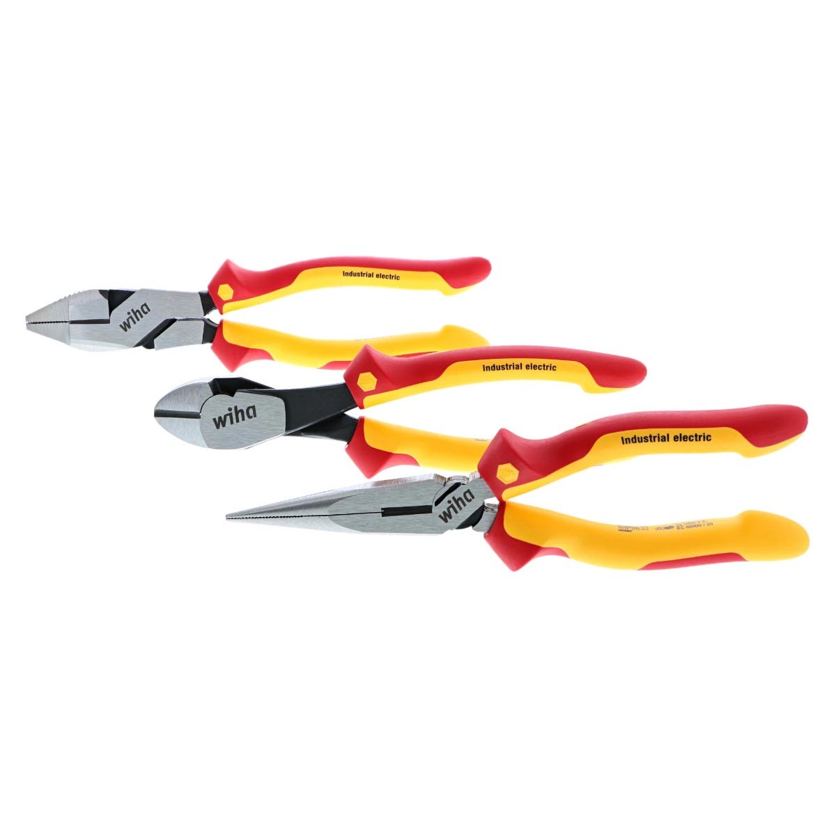 Wiha 32968 3-Piece Insulated Industrial Grip Pliers & Cutters Set