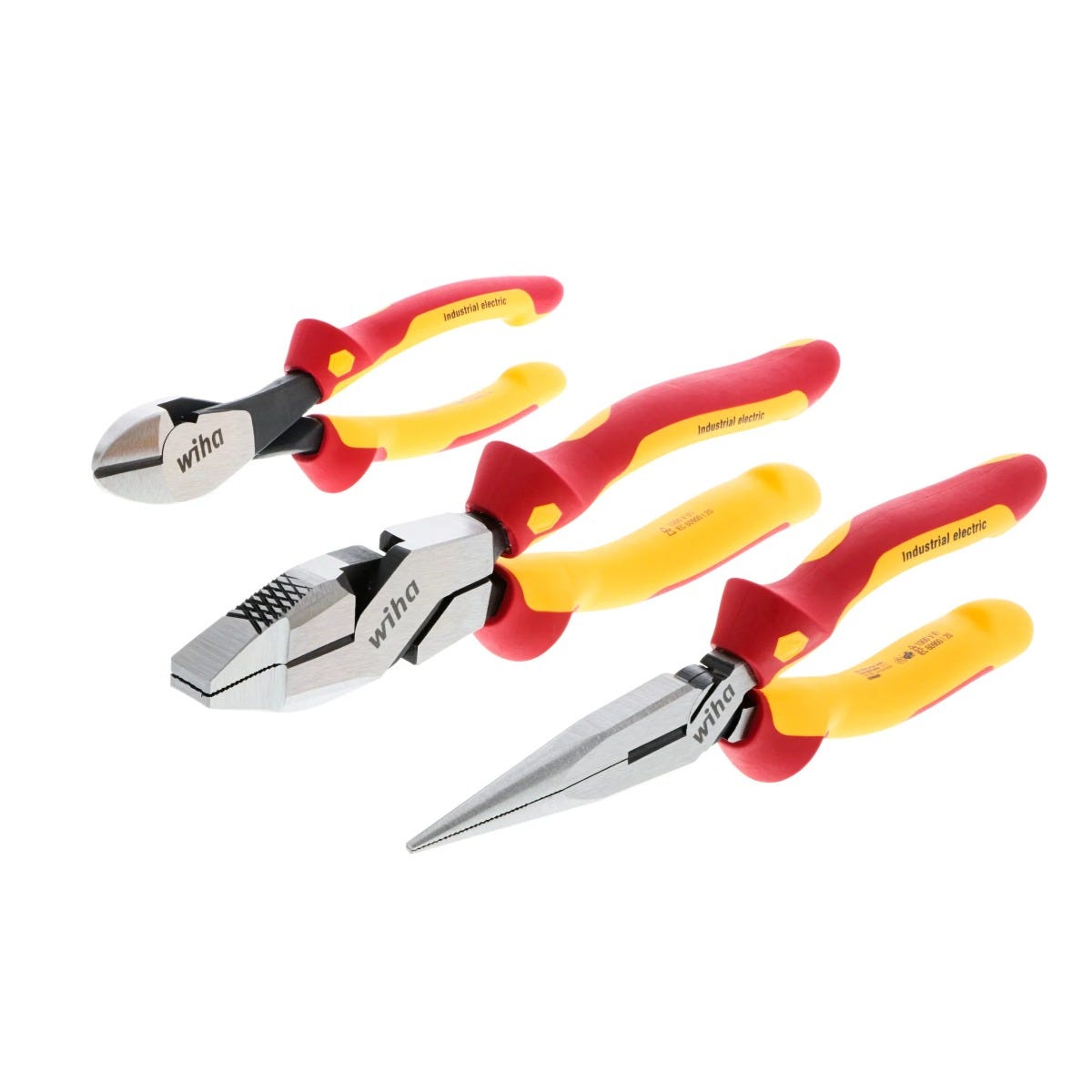 Wiha 32968 3-Piece Insulated Industrial Grip Pliers & Cutters Set
