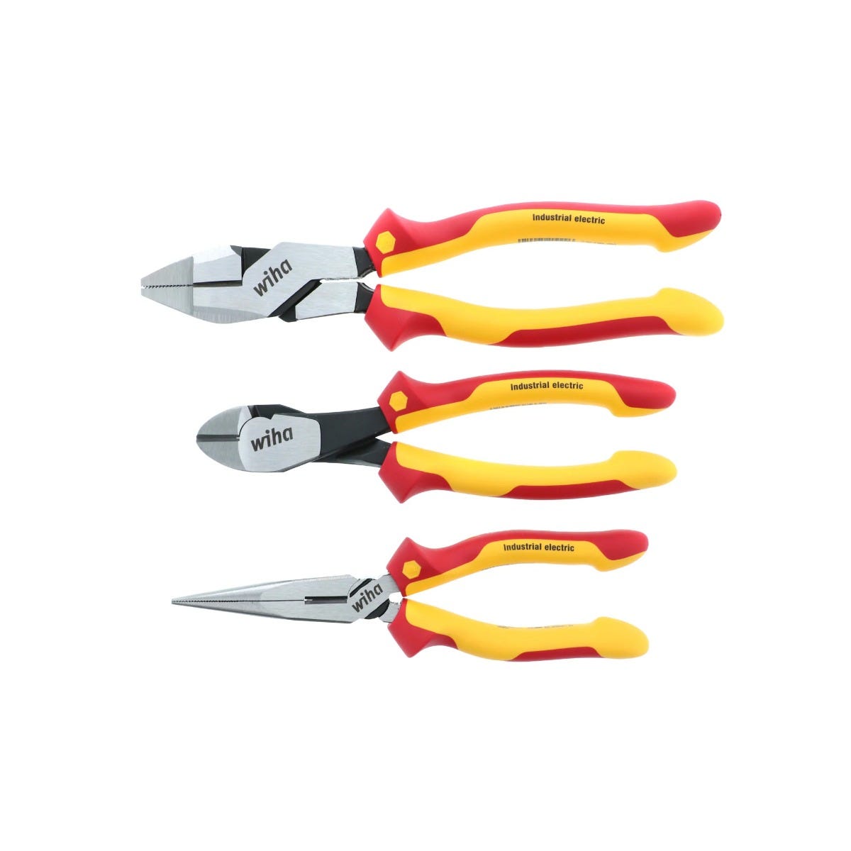 Wiha 32968 3-Piece Insulated Industrial Grip Pliers & Cutters Set