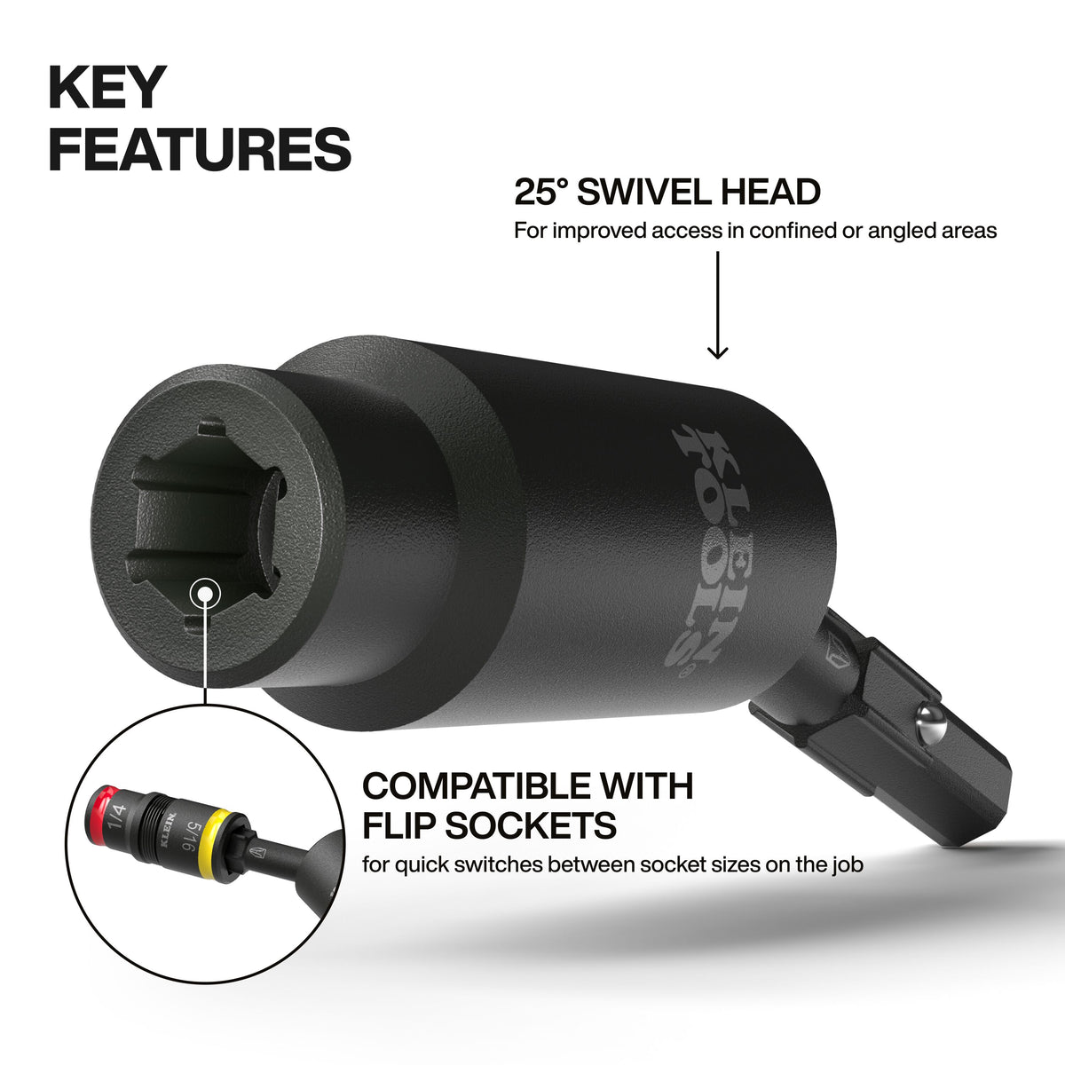 Klein 32980 impact swivel adapter 25-degree swivel head