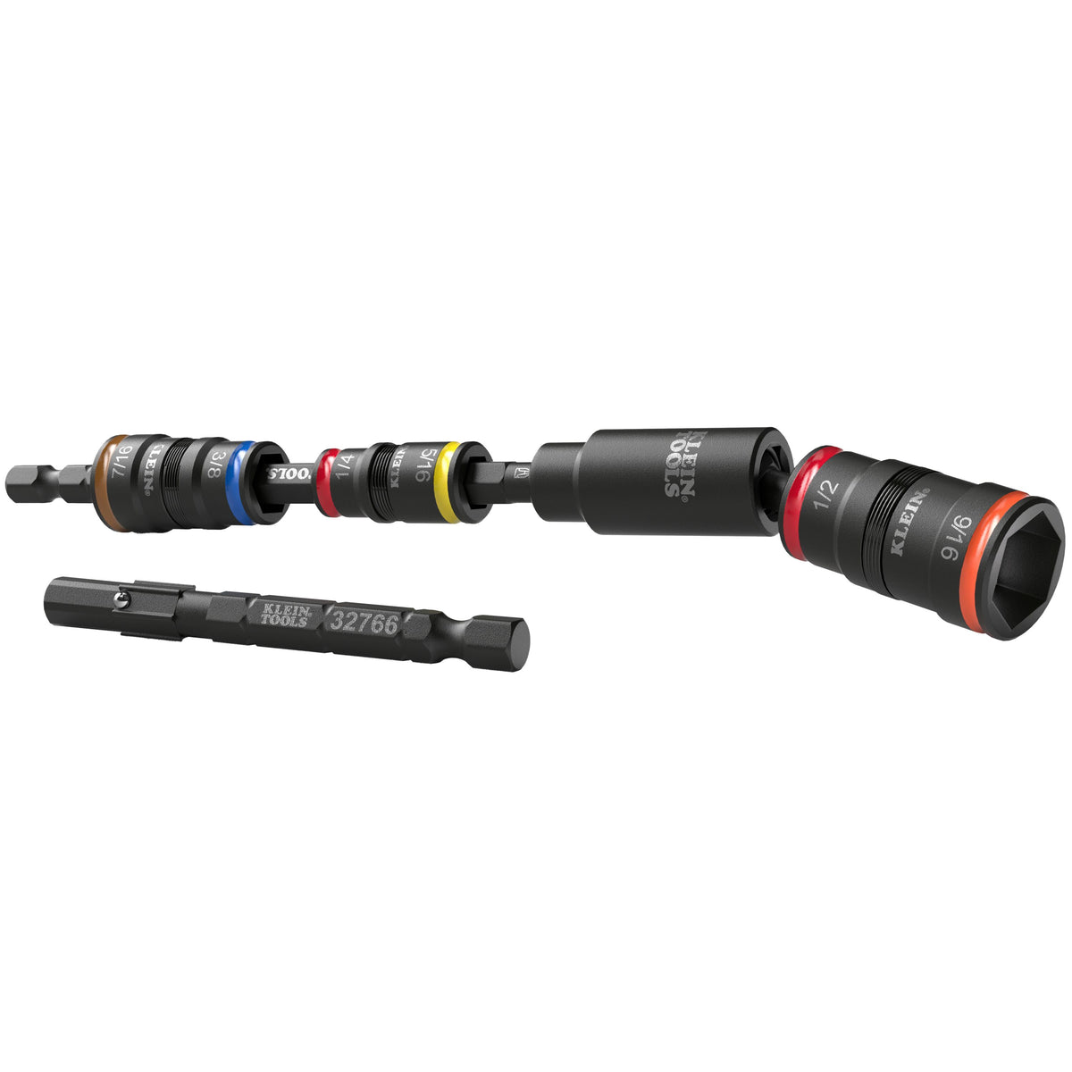 Klein Impact Flip Socket Set with Swivel Adapter 32984 in black oxide