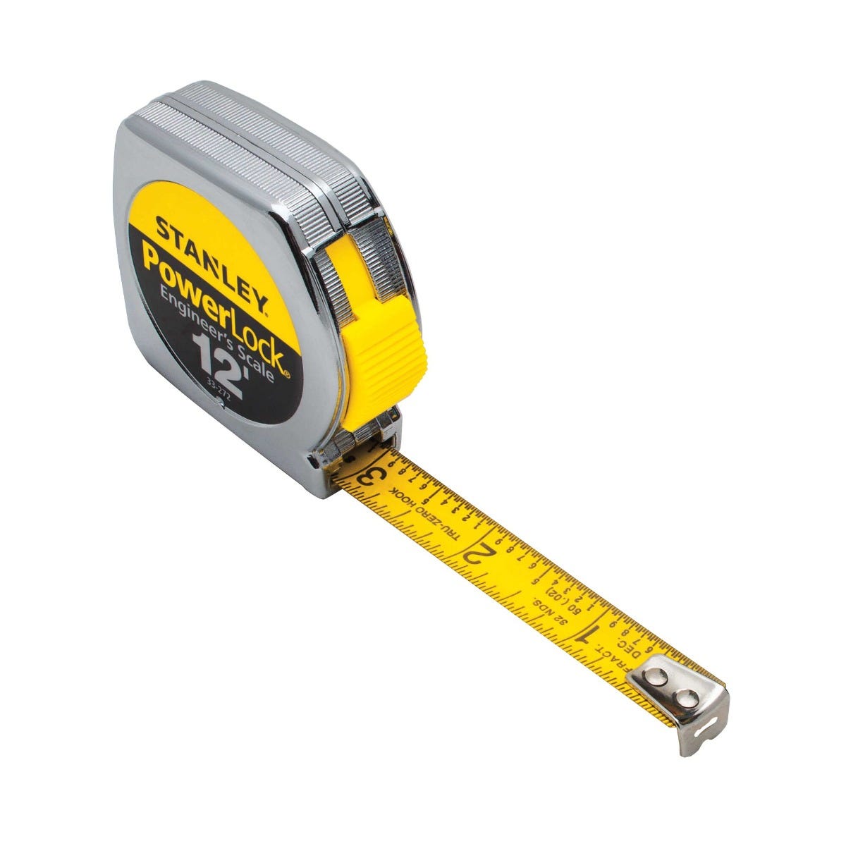 Stanley 33-272 12' x 1/2" Heavy-Duty PowerlockDecimal Scale Tape Rule with Metal Case