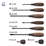 Vessel 3308EVA WOOD-COMPO Non-Slip Tang-Thru Screwdriver 8-Piece Set