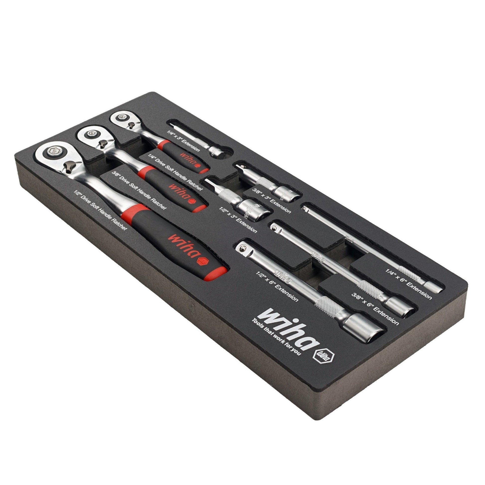 Wiha 33388 9-Piece SoftFinish Ratchet Tray Set