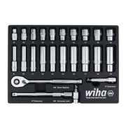 Wiha 33795 24-Piece 3/8 in. Drive Professional Standard And Deep Socket Tray Set, Metric