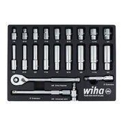 Wiha 33796 22-Piece 3/8 in. Drive Professional Standard And Deep Socket Tray Set, SAE