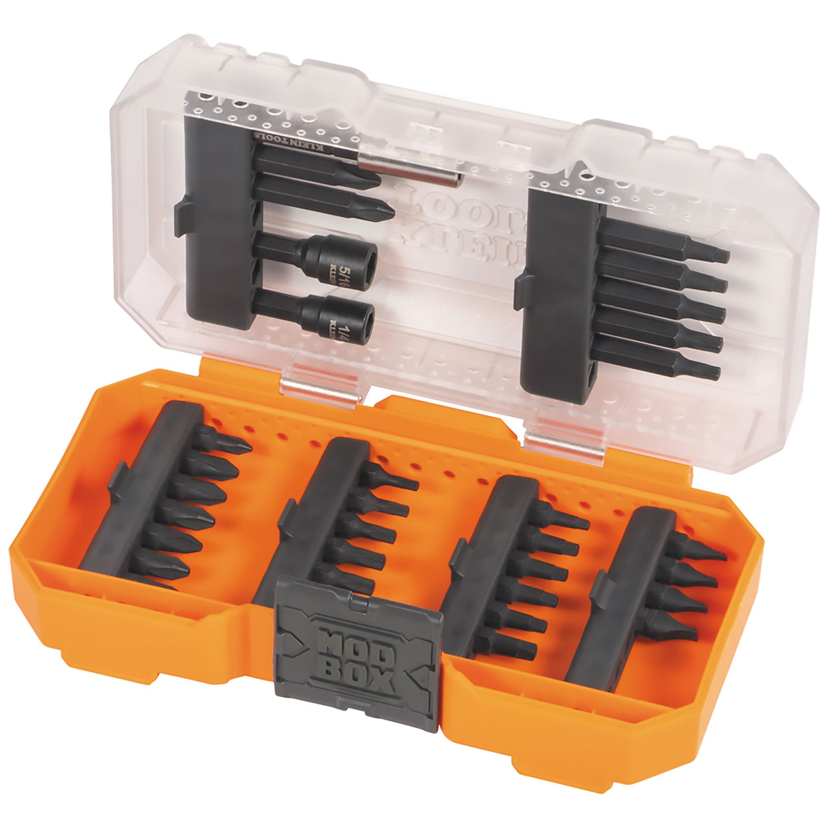 Klein Impact Driver Bit Set 33800 open case with bits