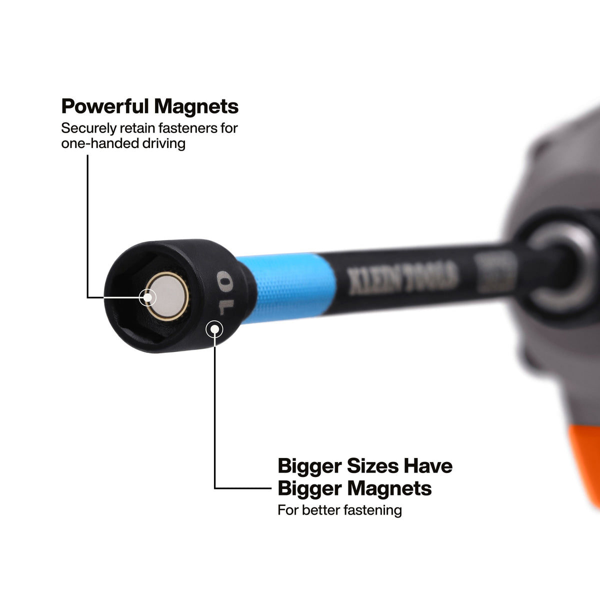 Klein Tools 33860 nut setters color-coded rings and laser-etched size markings