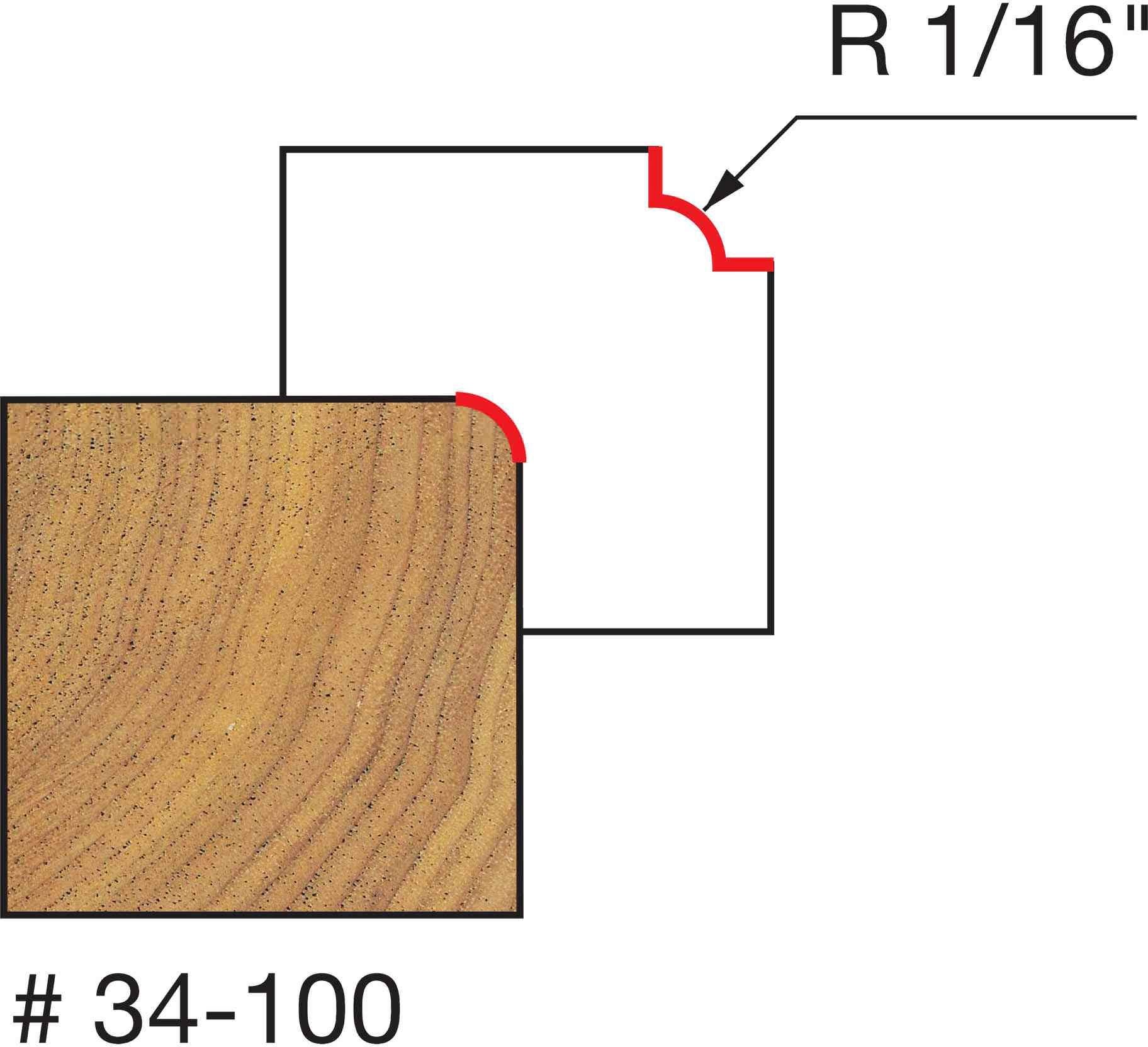 Freud 34-100 1/16-Inch Radius Rounding Over Router Bit
