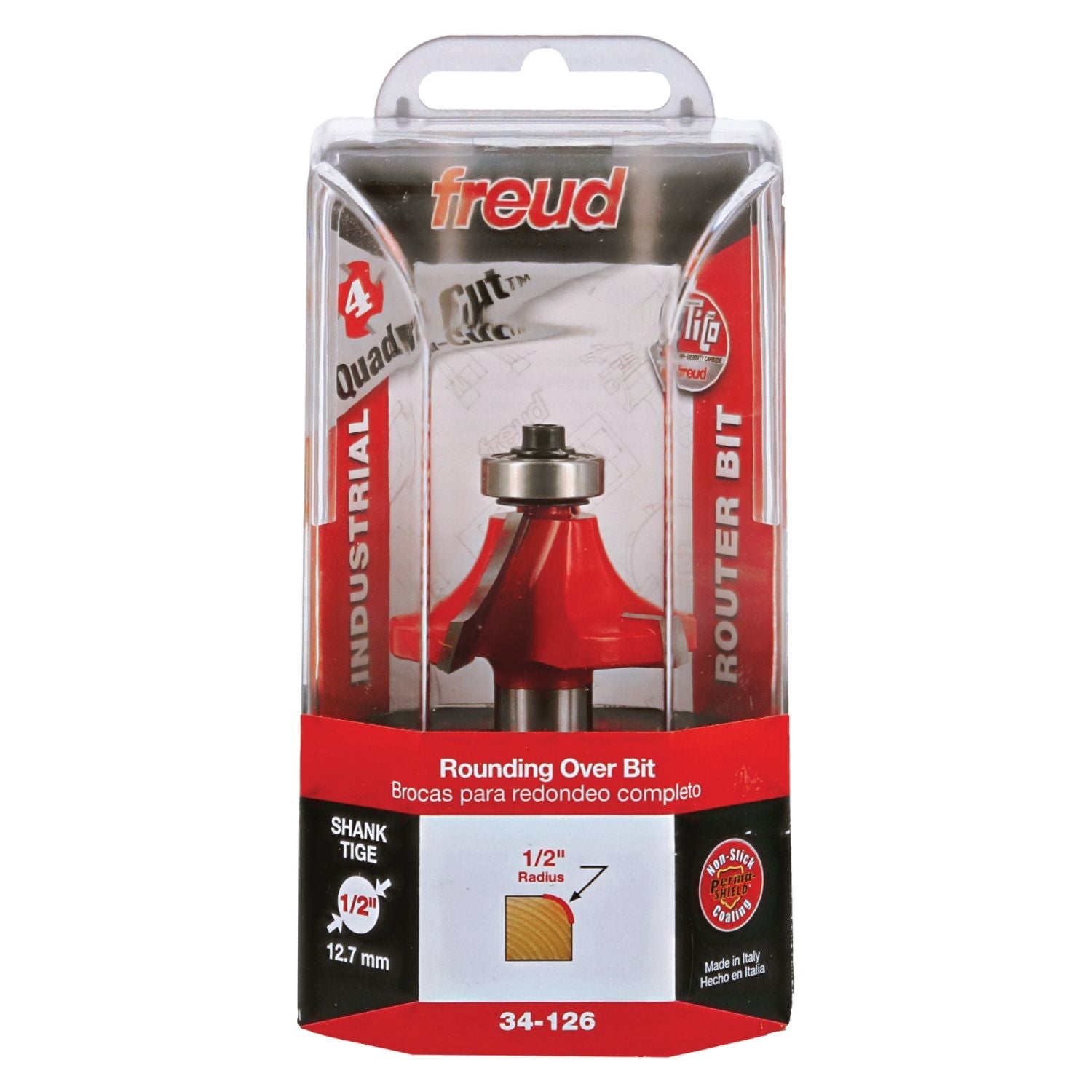 Freud 34-126 1/2-Inch Radius Rounding Over Router Bit (Quadra-Cut)