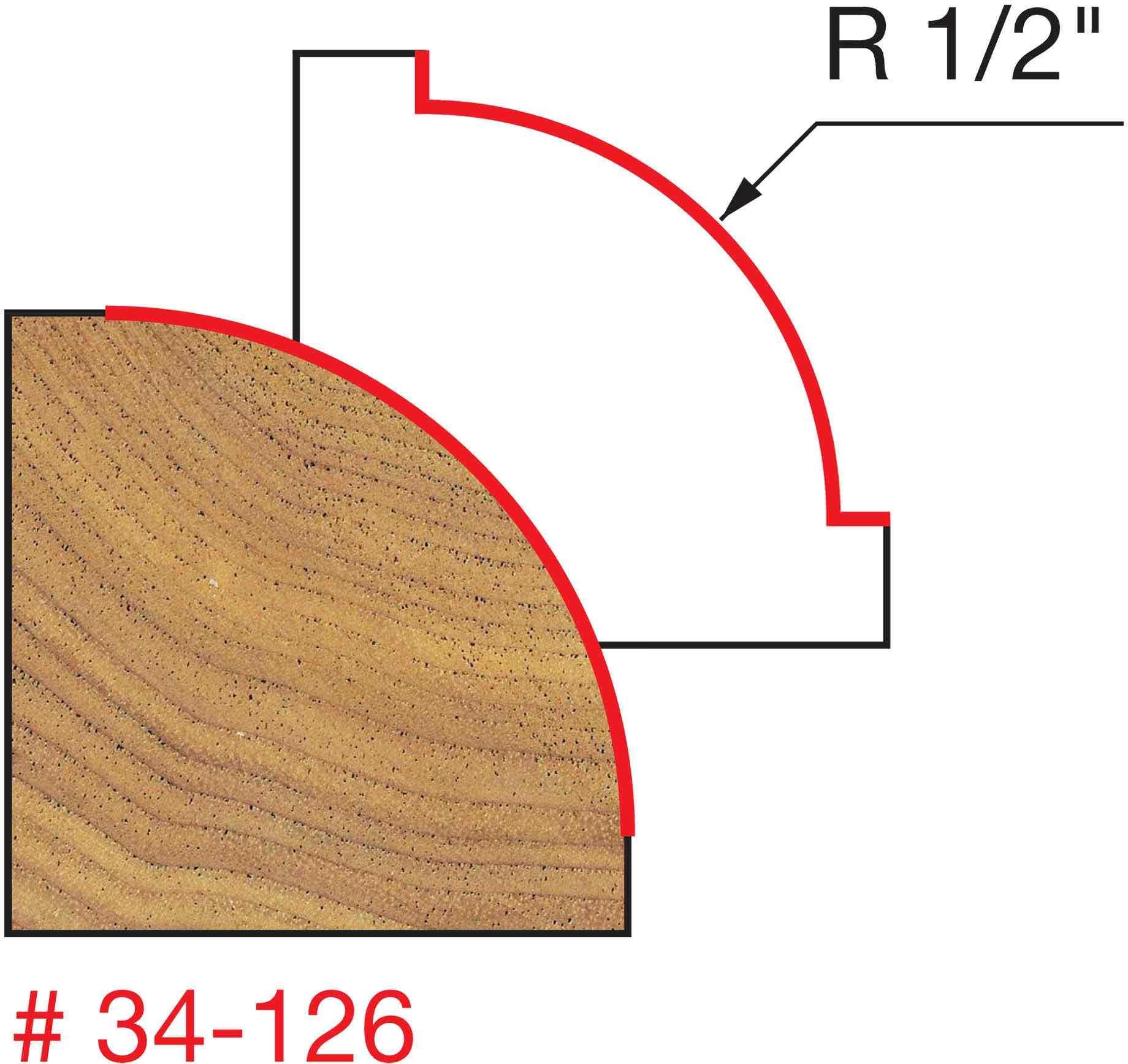 Freud 34-126 1/2-Inch Radius Rounding Over Router Bit (Quadra-Cut)