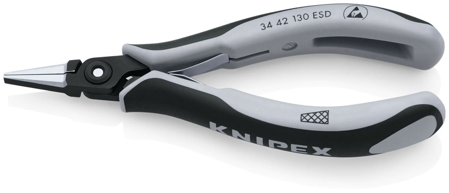Knipex 34 42 130 ESD Electronics Pliers-Flat Wide Tips, ESD Handles