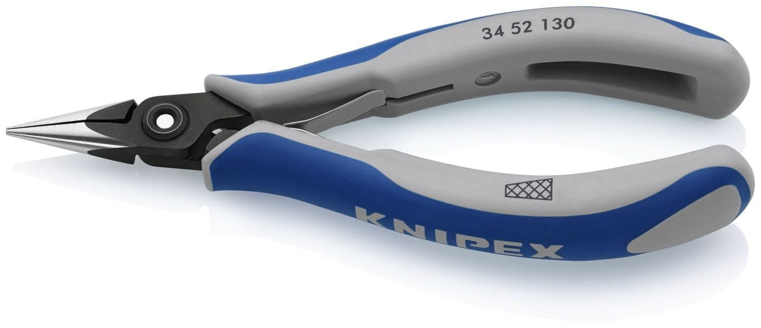 Knipex 34 52 130 Electronics Pliers-Half Round Tips, Cross-Hatched