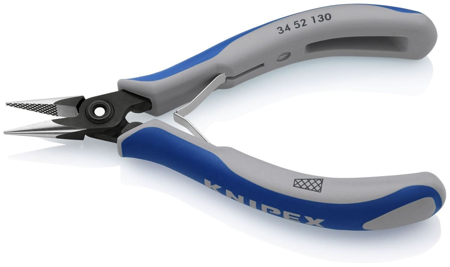 Knipex 34 52 130 Electronics Pliers-Half Round Tips, Cross-Hatched