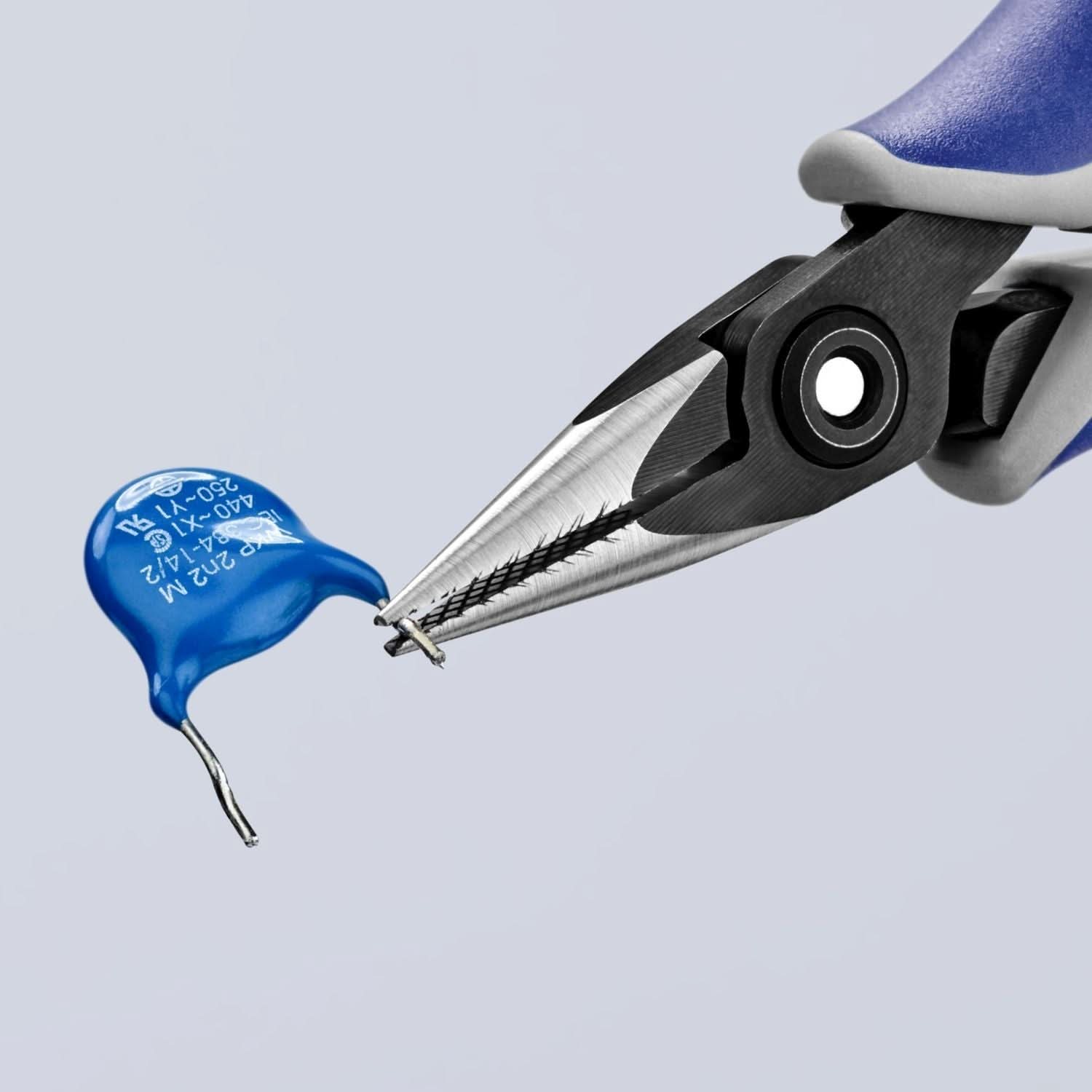 Knipex 34 52 130 Electronics Pliers-Half Round Tips, Cross-Hatched