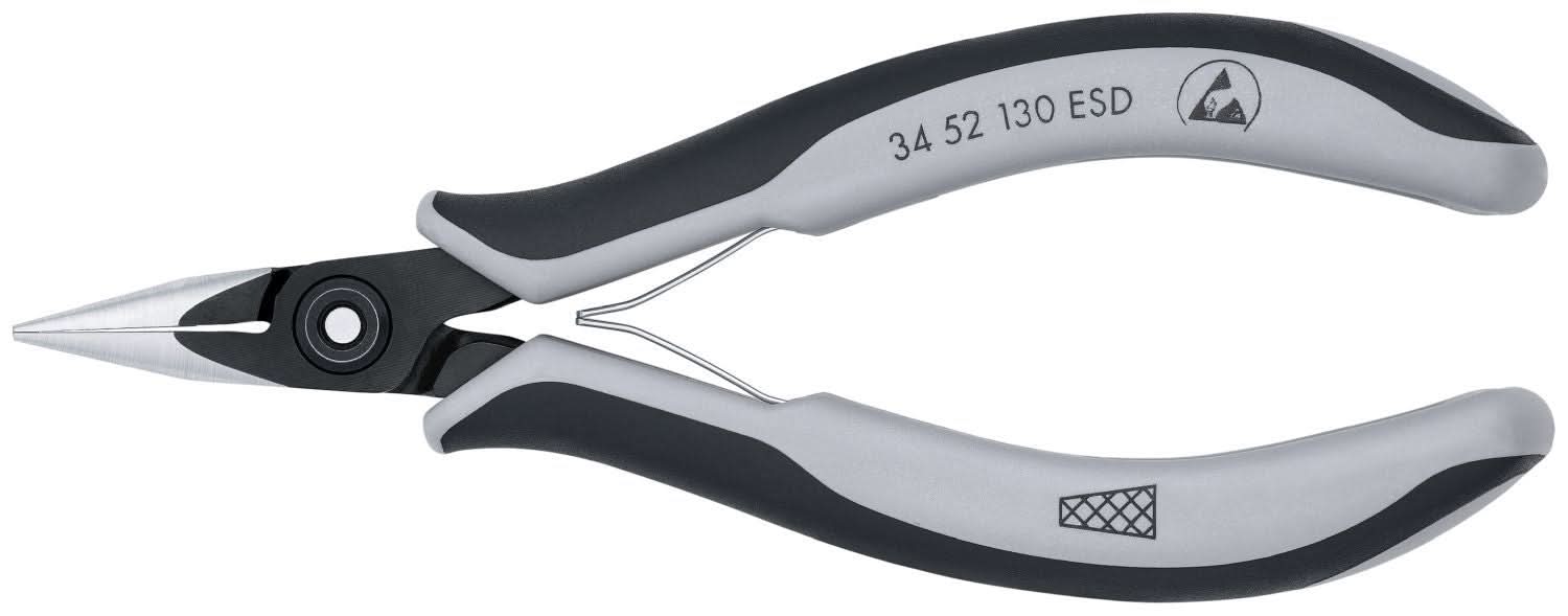 Knipex 34 52 130 Electronics Pliers-Half Round Tips, Cross-Hatched