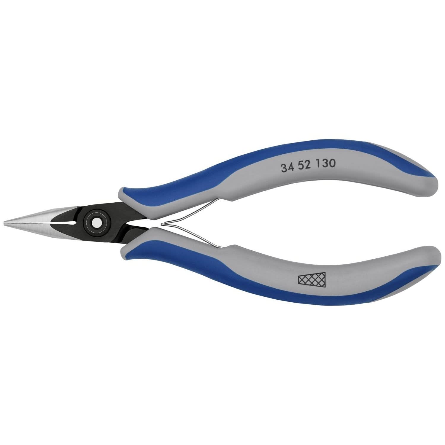 Knipex 34 52 130 Electronics Pliers-Half Round Tips, Cross-Hatched