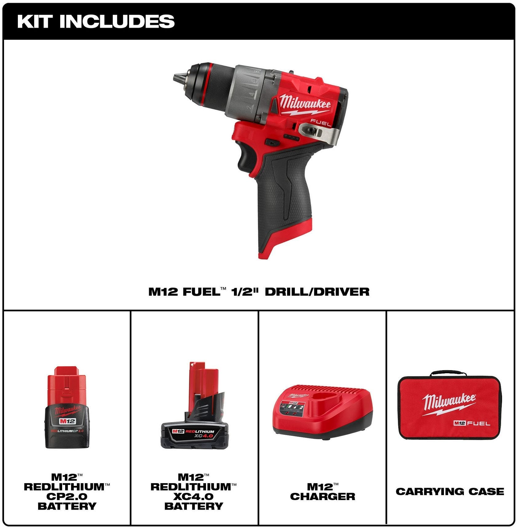 Milwaukee 3403-22 M12 FUEL 1/2-in. Drill/Driver Kit