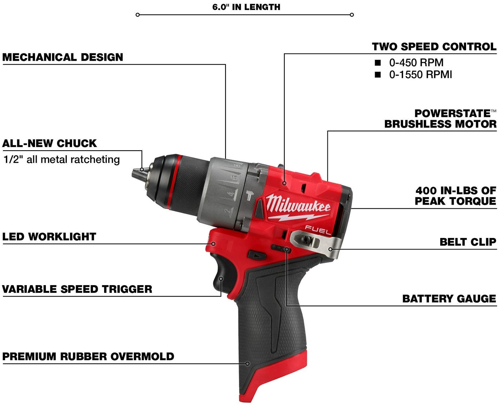 Milwaukee 3404-20 M12 FUEL 1/2-in. Hammer Drill/Driver, Tool Only