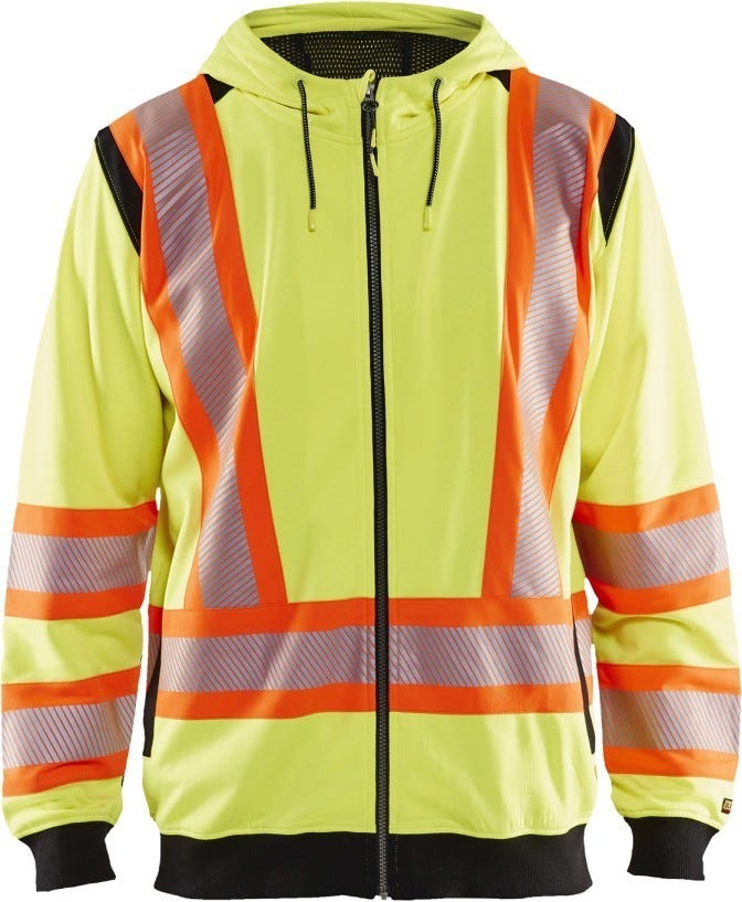 Blaklader 34481974 Hi-Vis Hooded Sweatshirt, High-Visibility Yellow / Black