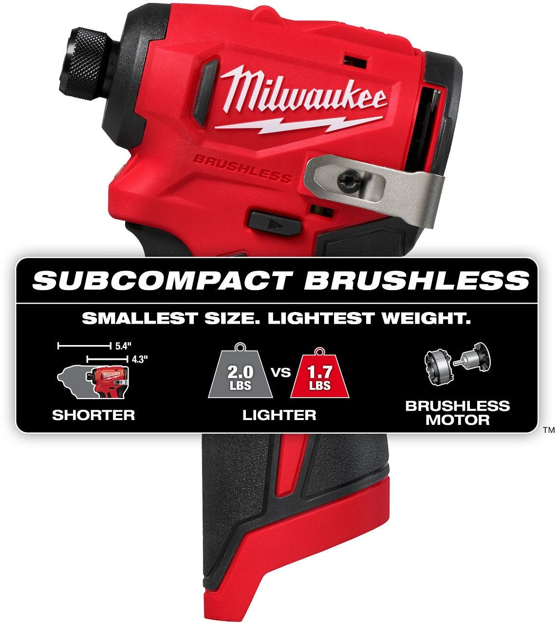 Milwaukee 3450-20 M12 Subcompact Brushless 1/4" Hex Impact Driver, Tool Only
