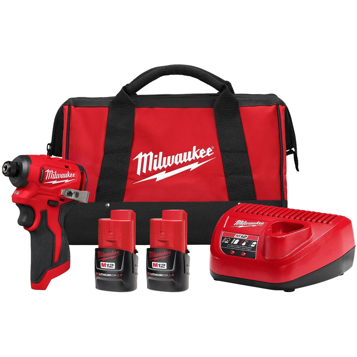 Milwaukee 3450-22 M12 Subcompact Brushless 1/4" Hex Impact Driver 2.0Ah Kit