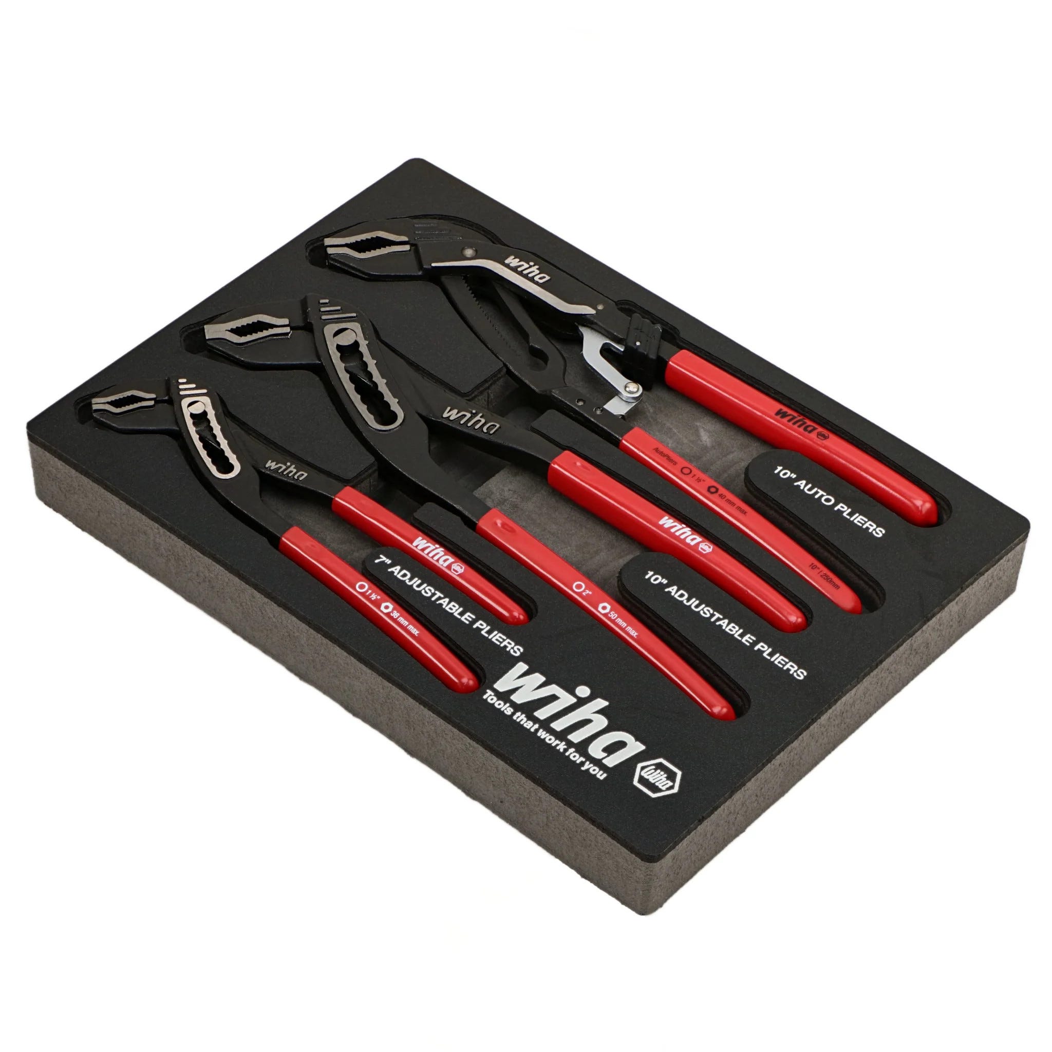 Wiha 34690-Wiha 3-Piece Glassic Grip V-Jaw Tongue and Groove Plier Tray Set