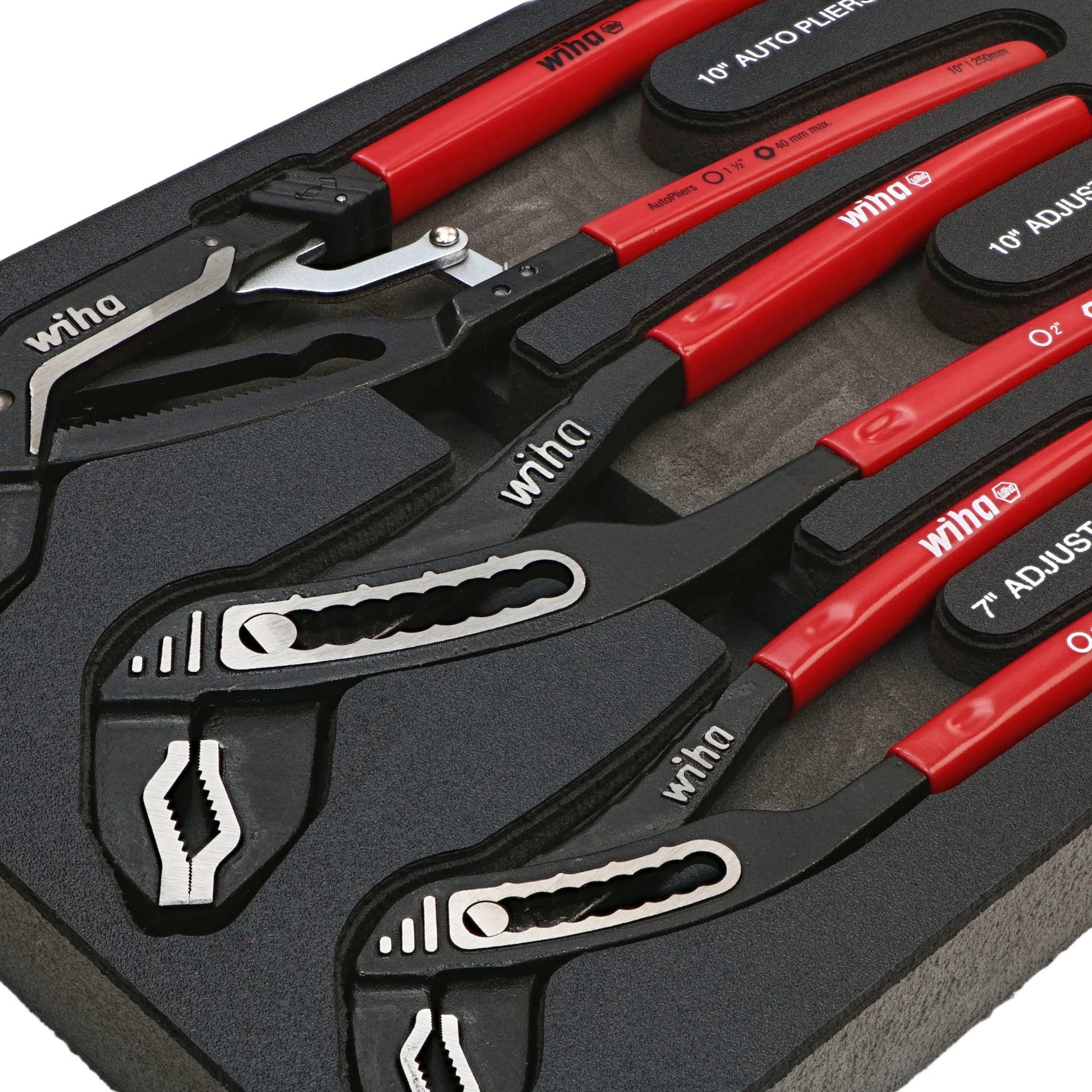 Wiha 34690-Wiha 3-Piece Glassic Grip V-Jaw Tongue and Groove Plier Tray Set
