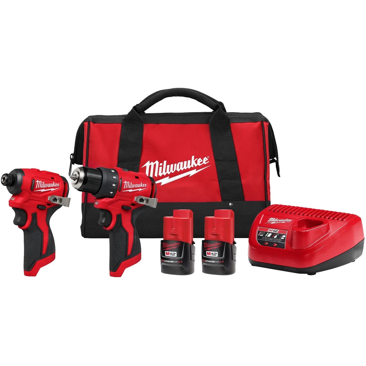 Milwaukee 3494-22 M12 Subcompact Brushless 2-Tool 2.0Ah Combo Kit