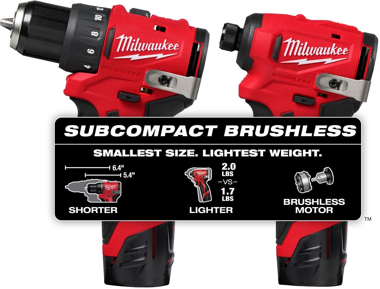 Milwaukee 3494-22 M12 Subcompact Brushless 2-Tool 2.0Ah Combo Kit