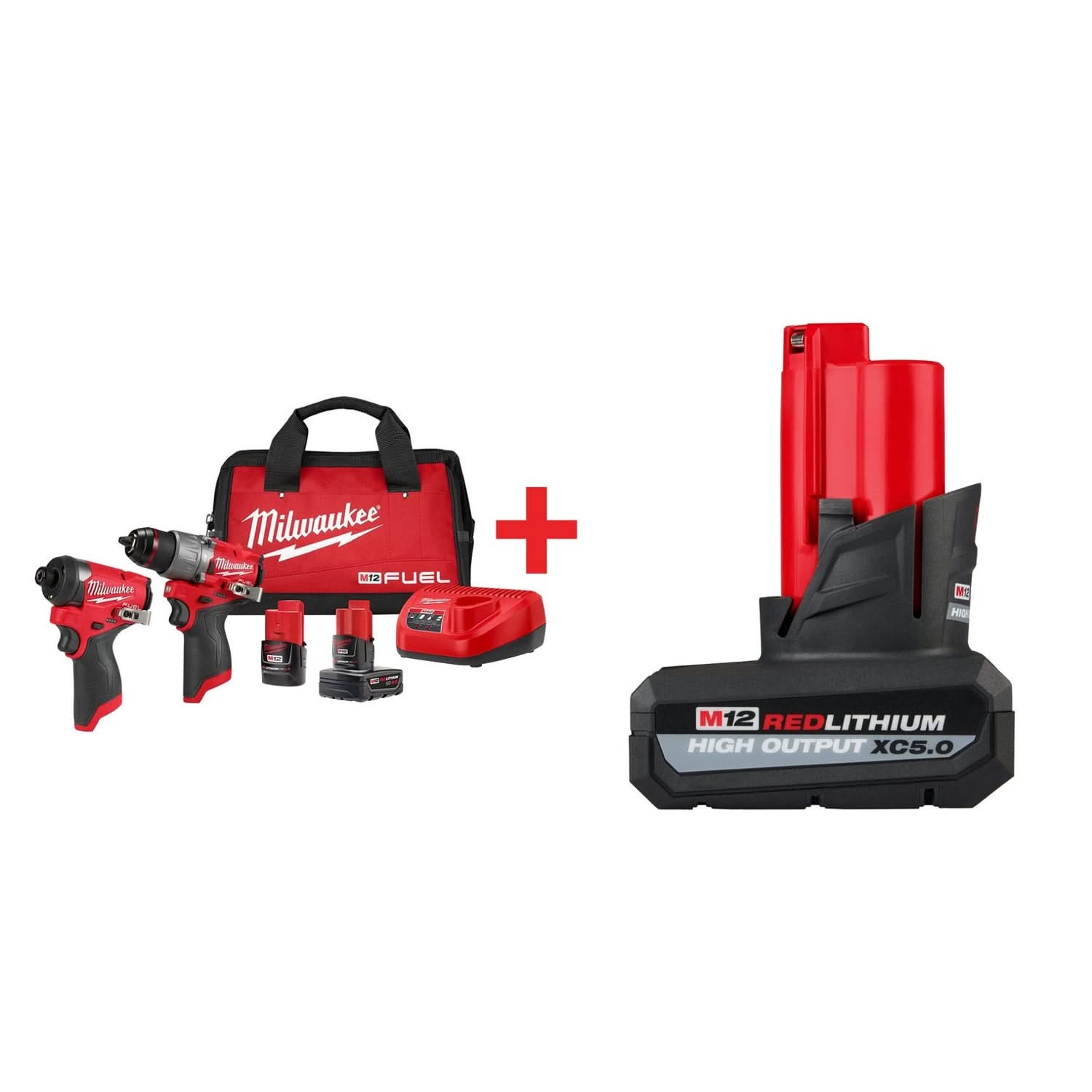 Milwaukee M12 FUEL 1/2-in. Drill Driver and 1/4-in. Hex Impact Driver Combo Kit with 5.0Ah Battery Pack