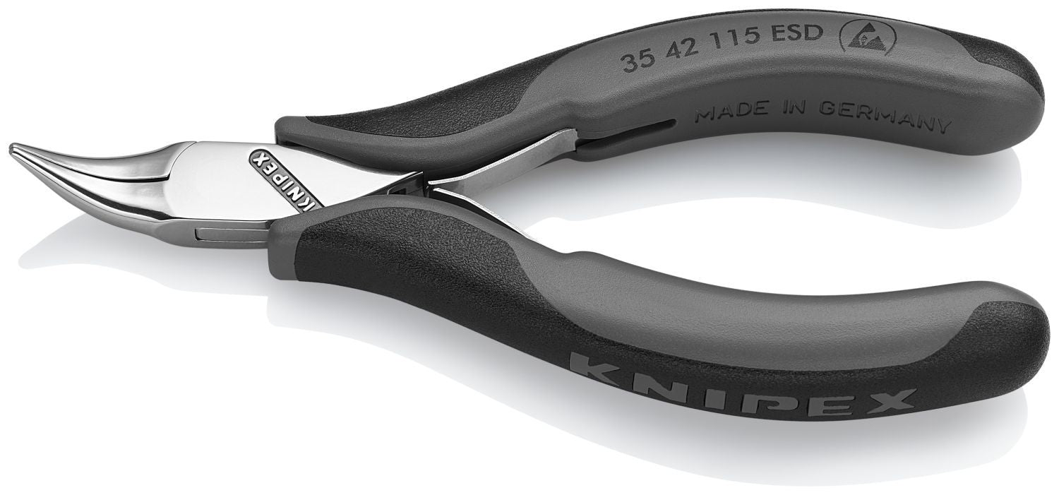 Knipex 35 42 115 ESD Electronics 45&deg; Angled Pliers-Half Round Tips, ESD Handles
