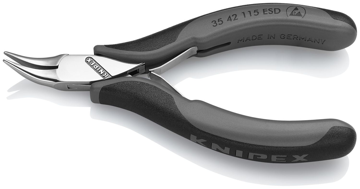 Knipex 35 42 115 ESD Electronics 45&deg; Angled Pliers-Half Round Tips, ESD Handles